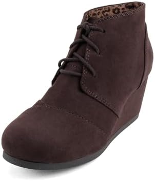 Soda “REX” ~ Women Lace Up Rounded Toe Low Wedge Ankle Bootie