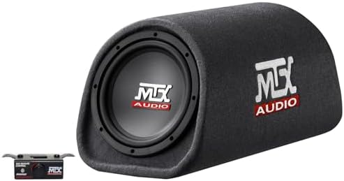 MTX Road Thunder RT8PT 8 240 Watt Powered Subwoofer in Vented/Ported Bass Tube