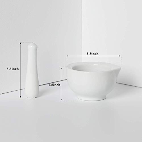 LEETOYI Small Ceramic Mortar Pestle Set, Herb Grinder Pill Crusher 3.3-inch