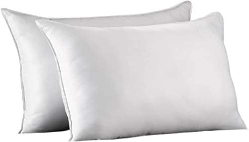 Ella Jayne Home Standard Size Bed Pillows- 2 Pack White Hotel Pillows- Gel Fiber Filled FIRM Gel Pillows with Hypoallergenic Classic Cover- Best
