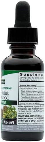 Natures Answer Black Walnut and Wormwood 1 oz 30mL 200mg. Extract, Liquid,promotes digestion,Vegetable Glycerin And Purified Water