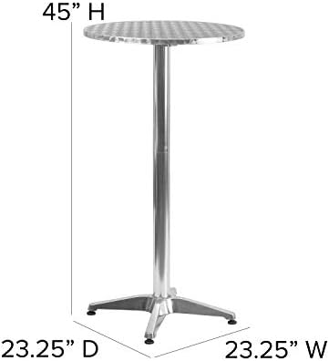Flash Furniture 23.25" Round Aluminum Indoor/Outdoor Bar Height Table with Flip-Up Top, Heavy-Duty Aluminum Flip-Up Top Cocktail Table, Silver