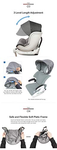 Manito Sun Shade Extender/Auxiliary Canopy for Car Seat (Black Grey)