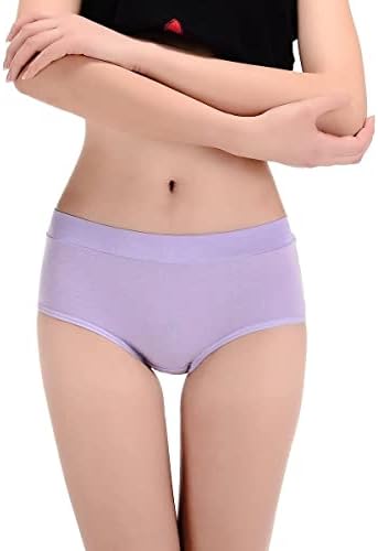 Buankoxy Women's Mid-Rise Stretch Cotton Panties, Assorted Colors