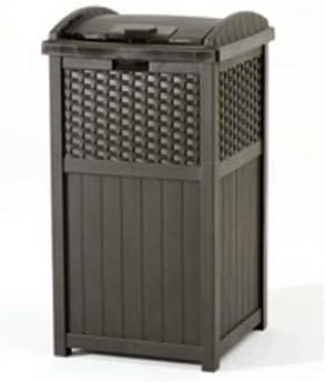 Suncast 2 Pack 33 Gallon Commercial Outdoor Trashcan Hideaway with Lid for 30 to 33 Gallon Trash Bags for Garage, Backyard, or Garden, Brown