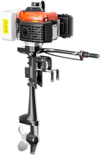 4HP 4 Stroke Outboard Motor Boat Engine, Heavy Duty 55CC Boat Motor with Air Cooling CDI System