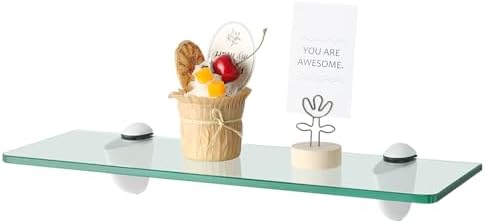 Alise Bathroom Glass Shelf, 15 Inch Floating Shelves for Wall, Matte Black