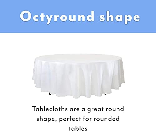 Upper Midland Products White Paper Table Cloths for Round Tables - 82” Octyround Paper Tablecloths with Plastic Backing Round Paper Table Cover