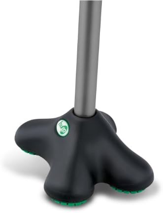 Hugo Mobility Adjustable Offset Quadpod Cane with Stable Tip, Smoke | Offset Quadpod Cane Features an Ultra Stable Tip for Confident, Everyday Walking Support and Balance