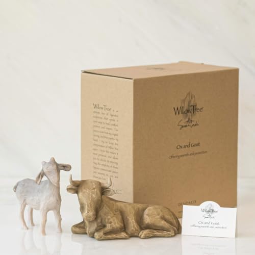 Willow Tree Ox and Goat, Sculpted Hand-Painted Nativity Figures, 2-Piece Set | Extends the Willow Tree Nativity Scene, Designed by Artist Susan Lordi, Heirloom Keepsake, Display on Shelf or Table