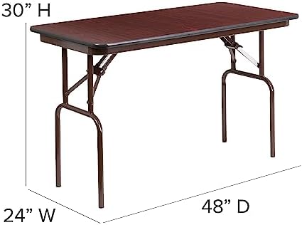 Flash Furniture 4 ft Laminate Folding Banquet Table, Mahogany | Durable Construction, Commercial Use