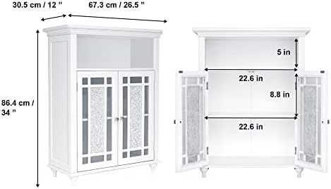 Teamson Home Windsor 26.5 in. x 34.02 in. 2-Door Freestanding Wooden Floor Cabinet with Adjustable Shelves for Storage Solutions in Bathrooms