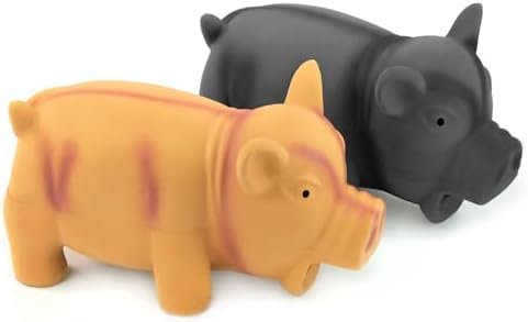 CHIWAVA 2PCS 6.5" Latex Cube Pig Dog Toy for Medium Large Dogs Grunt Sound
