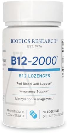 BIOTICS RESEARCH B12-2000™ Vitamin B12 2000 mcg, B6, Folate–B12 Sublingual Lozenges, Methylation Support Supplement, High Potency