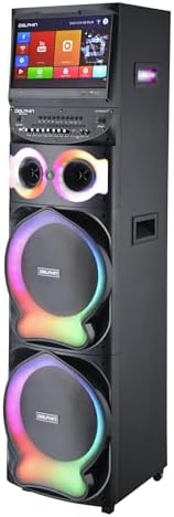 Dolphin Karaoke Machine with 2 Wireless Microphones, Dual 12" Woofers | 200W RMS, 15.4" Touchscreen, Android, Bluetooth, HDMI, WiFi, USB, TF