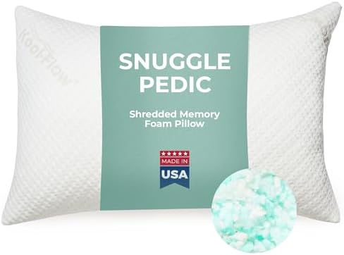 Snuggle-Pedic Adjustable Memory Foam Pillows - GreenGold Certified Pillow w/ Viscose of Bamboo Cover for Side, Stomach & Back Sleepers - Made in the USA - Standard