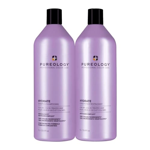 Pureology Hydrate Moisturizing Shampoo & Conditioner Set - For Medium to Thick Dry and Color Treated Hair, Softens and Deeply Hydrates, Sulfate-Free
