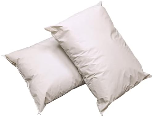 2 Pack MediCheck White Vinyl Covered Bed Pillows - Wipeable Easy Clean - Soft Low Profile Non-Fluffy Support - Not an Encasement or Zippered