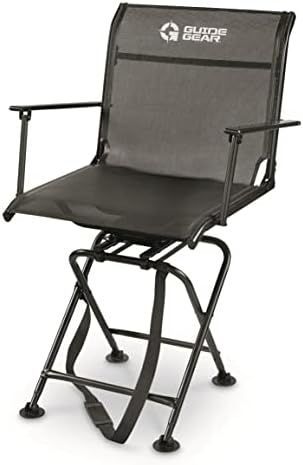 Guide Gear Big Boy Hunting Blind Chair with Armrests, Portable Folding Seat for Shooting, Comfortable Spin Swivel, 500-lb. Capacity