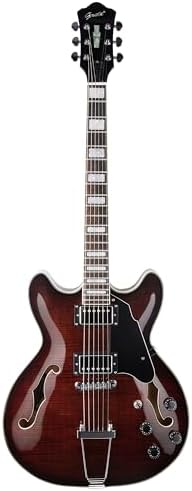 GROTE Jazz Electric Guitar Semi-Hollow Body Trapeze Tailpiece Bridge Guitar Gig Bag (RED)