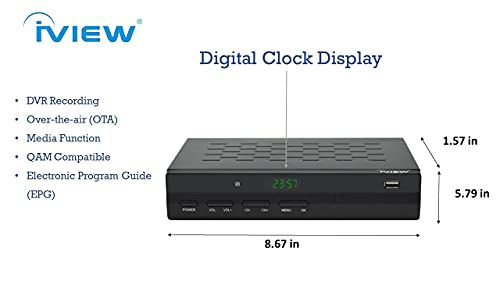 IVIEW-3500STB III, ATSC Digital Converter Box with Recording and Media Player, Analog to Digital, QAM Tuner, Channel 3/4, HDMI, A/V, USB