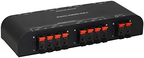 2 Way Speaker Switch, 1 in 2 Out Way Pair Stereo Speaker Selector W/Volume Control Metal Non-Slip Box - Black (61052), 9.0 x 3.25 x 1.5