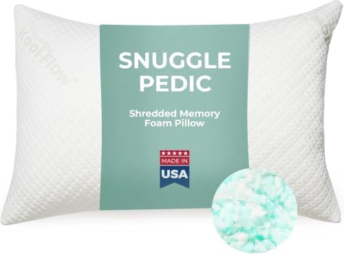 Snuggle-Pedic Adjustable Memory Foam Pillows - GreenGold Certified Pillow w/ Viscose of Bamboo Cover for Side, Stomach & Back Sleepers - Made in the USA - Standard