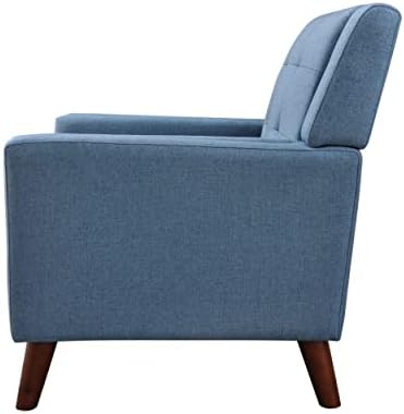 Christopher Knight Home Alisa Mid Century Modern Fabric Arm Chair, Blue and Walnut