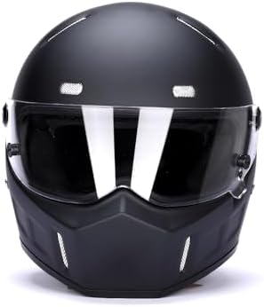CRG Sports Retro Full Face Motorcycle Helmet, DOT Approved Fiberglass Street Bike Helmet with Clear Visor, Lightweight Cafe Racer Cruiser Motorcycle Helmet