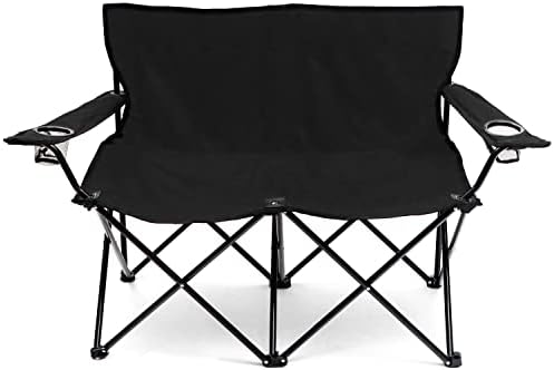 Trademark Innovations Loveseat Style Double Camp Chair, 40" L x 22" W x 31.5" H, Polyester, Army Green