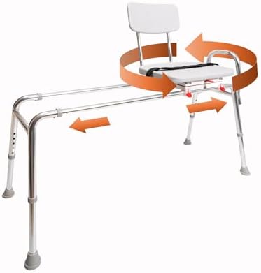 Tub Transfer Bench with Swivel Seat, for Elderly & Disabled, Standard | Eagle Health Supplies Sliding Shower Chair for Inside Shower, FSA/HSA eligible, Height Adjustable, 77662