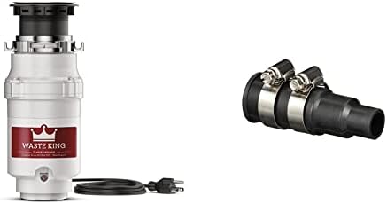 Waste King Legend Series 1 HP Continuous Feed Garbage Disposal with Power Cord - (L-8000) & Garbage Disposal Dishwasher Connector Kit - 1023
