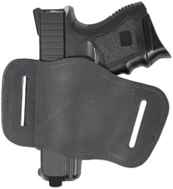 New Barsony Quick Slide Gun OWB Black Leather Holster for Compact 9mm 40 45 Pistols