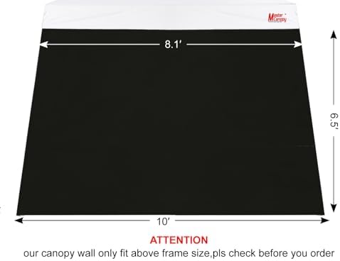 MASTERCANOPY SunWall Canopy Sidewall for 10x10 Slant Leg Canopy Tent, 1 Pack Sidewall Only (Black) | Waterproof UV‑blocking Durable Slant Leg SunWall Adds Shade and Blocks Wind for Canopies, Gazebos