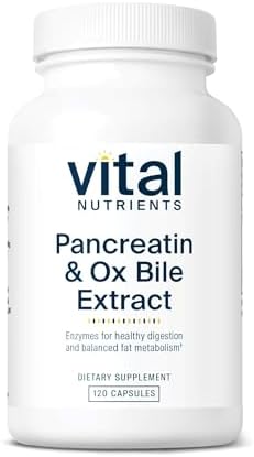 Vital Nutrients Pancreatin & Ox Bile Extract 500mg - Natural Digestive Enzymes for Women & Men - Supports Digestion of Protein, Fat, and Carbohydrates*- Gluten, Dairy & Soy Free - 60 Capsules