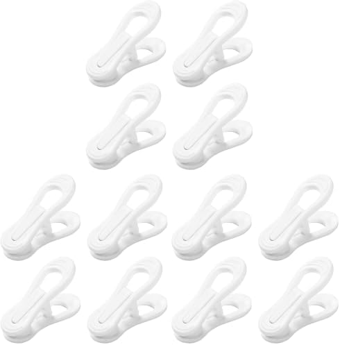 Otylzto 20PCS Multi-Purpose White Hanger Clips, Standard Plastic Clips