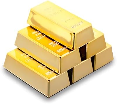 SABLUE 6X Replica Mini Gold Bar Refrigerator Magnets Fake Golden Paper Weight Brick Bullion Movie Prop Novelty Gift Joke (E0-Magnets L)