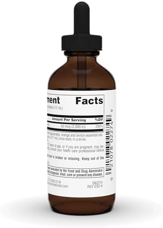 Source Naturals Vitamin D-3 Liquid Drops 2000 iu Supports Bone & Immune Health - 4 Fluid oz | Bioactive Form For Bone And Immune Health*