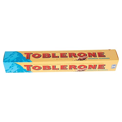 Toblerone Crunchy Almonds Chocolate Bar, 360g. Christmas, Confectionery, Big Night In, Birthday, Easter, Halloween, Thank you gift