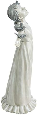 Design Toscano Basking in Glory Little Girl with Birds Outdoor Garden Statue, Medium, 16 inches tall, Cast Stone Resin, Two Tone Stone Finish