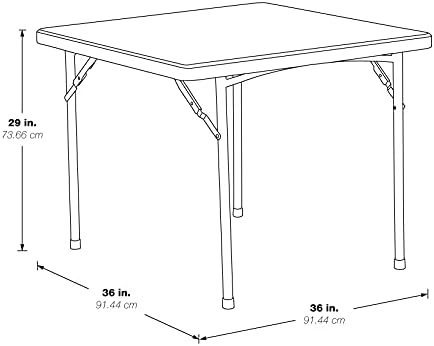 Office Star Resin Sqaure Multipurpose Table with Collapsible Legs, Indoor Outdoor Use for Banquets, Picnics, and Parties, 36 Inch, Square