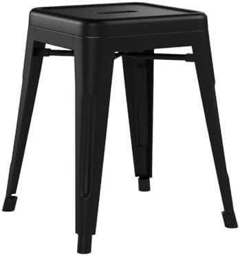Changjie Furniture 18 Inch Stools Backless Industrial Metal Bar Stool Short Stackable Classroom Stools Metal Dining Chairs (18 inch, Matte Black)