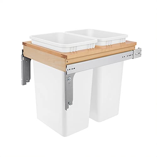 Rev-A-Shelf Top Mount Double Pullout Under Cabinet 35 Quart Kitchen Trash Cans with 150 Pound Rated Full-Extension Slides, 4WCTM-21DM2