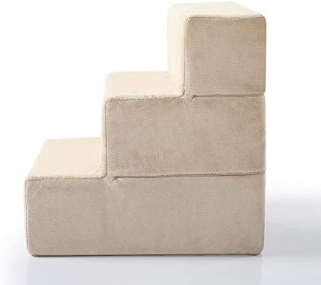 ZINUS Foam 13 Inch 2-Step Step Pet Stairs / Pet Ramp for Cats and Dogs, Extra Small, Beige