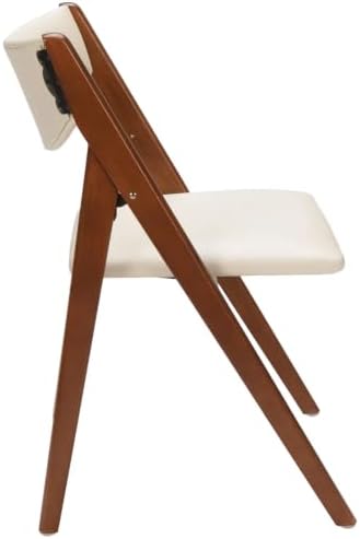 Stakmore Retro Modern Wood Folding Chairs Set of 2, Padded Upholstered Seat, Solid Hardwood Dining & Card Table Chairs, A-Frame Design, Steel Folding Mechanism, No Assembly, Space Saving, Cherry Frame