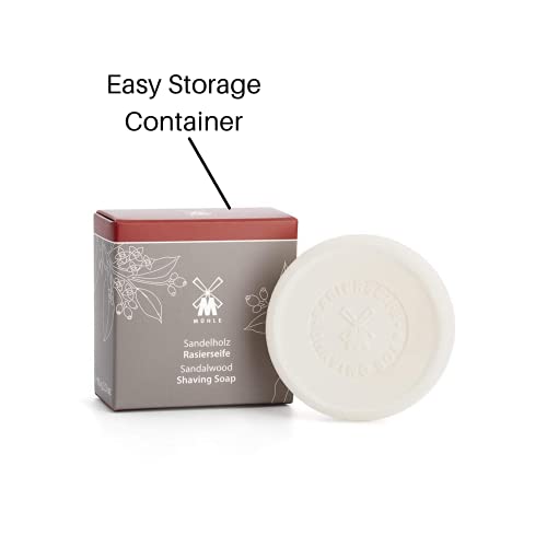 MÜHLE SHAVE CARE Shaving Soap - Sandalwood Luxury Shaving Soap for Men, Rich Lather, Lightly Scented,65g | Warm sandalwood with coriander/star anise; dense creamy foam prepares beard hair for wet shave, suited to normal and dry skin