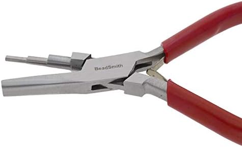 The Beadsmith 3-Step Round/Concave (Hollow) Pliers – Creates 3-4-5mm Loops – Wire Looping and Wire Bending Plier – 6 inches – Steel Head &