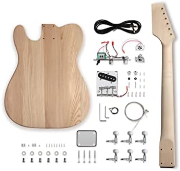 DIY Electric Guitar Kit Beginner Kit Right Handed with Ash Body | Hard Maple Neck, Rosewood Fretboard, Chrome Hardware, 6 String