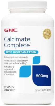 GNC Calcium Complete 800mg, Supports Bone Density, 240 Caplets, 60 Servings