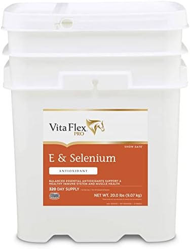 Vita Flex Pro E & Selenium Supplement for Horses, 320-Day Supply | Vitamin E & Selenium Powder, Balanced Antioxidants, Equine Vitamin E Supplement